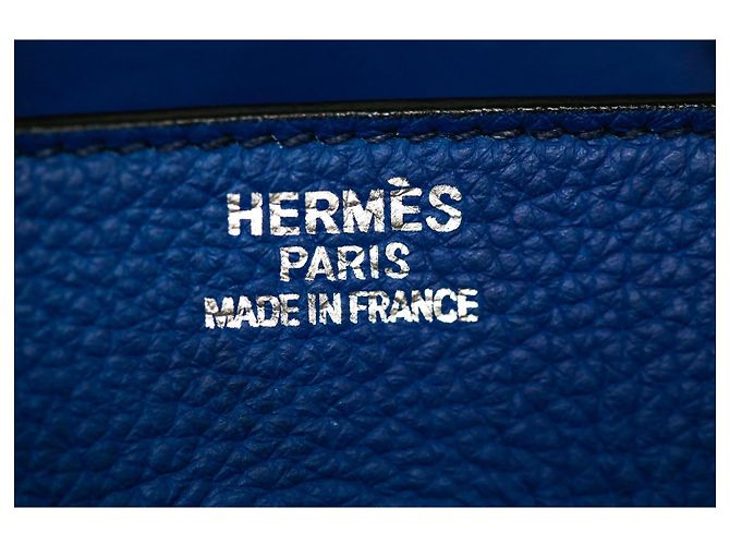 Hermès Birkin 35 in pelle Togo blu con hardware in palladio - vista 11