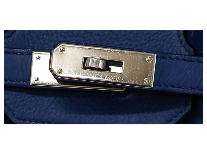 Hermès Birkin 35 in pelle Togo blu con hardware in palladio - vista 13