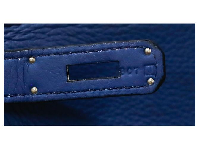 Hermès Birkin 35 in pelle Togo blu con hardware in palladio - vista 15