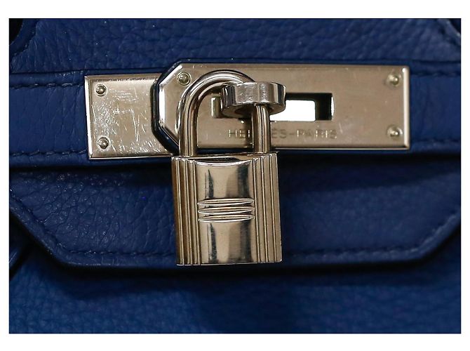Hermès Birkin 35 in pelle Togo blu con hardware in palladio - vista 16