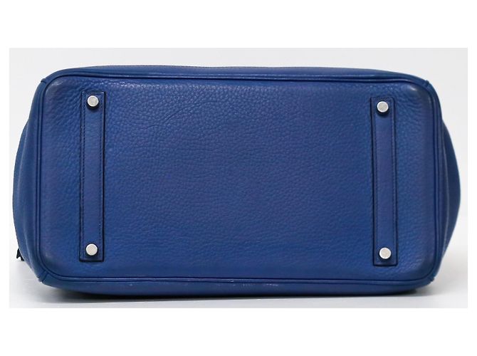 Hermès Birkin 35 in pelle Togo blu con hardware in palladio - vista 4