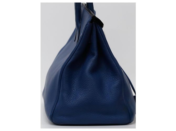 Hermès Birkin 35 in pelle Togo blu con hardware in palladio - vista 5