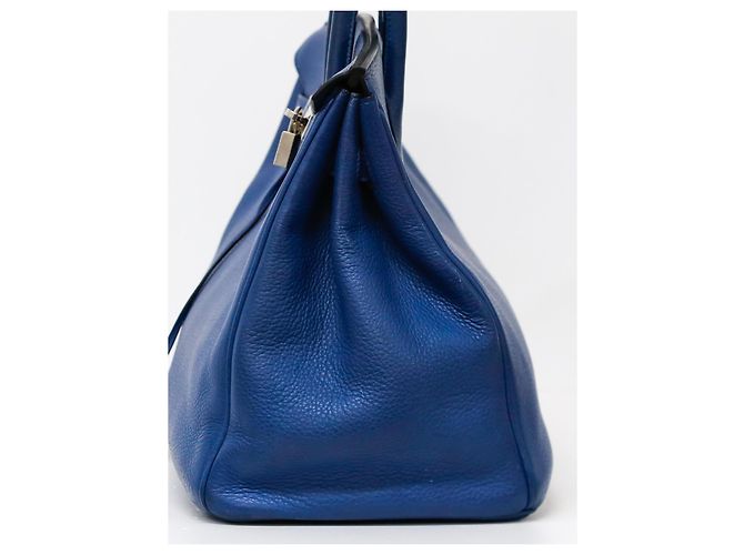 Hermès Birkin 35 in pelle Togo blu con hardware in palladio - vista 6