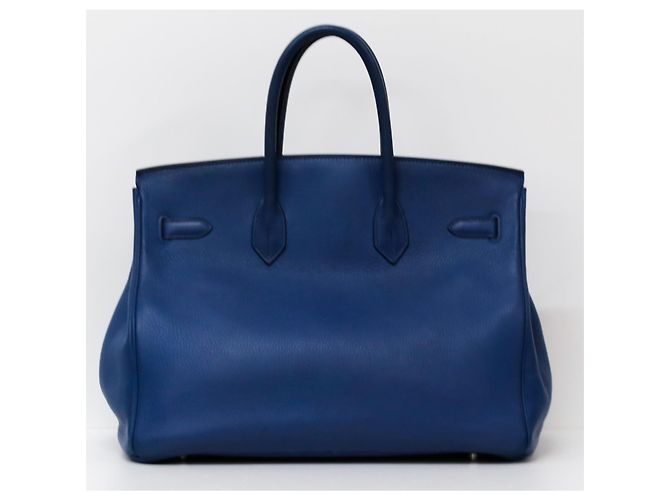 Hermès Birkin 35 in pelle Togo blu con hardware in palladio - vista 9