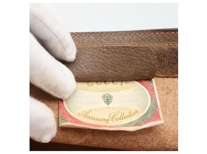 GUCCI GG Supreme Web Sherry Line Clutch Bag PVC Beige Rosso 89 01 032 Auth th5635 - vista 12