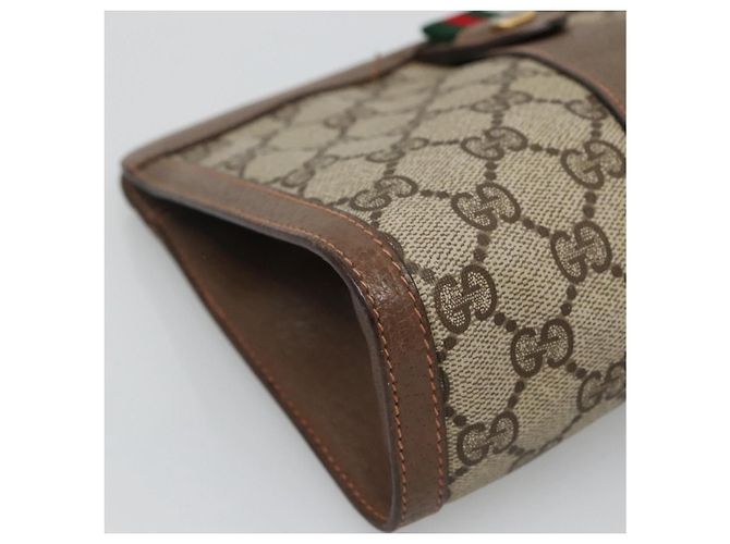 GUCCI GG Supreme Web Sherry Line Clutch Bag PVC Beige Rosso 89 01 032 Auth th5635 - vista 14