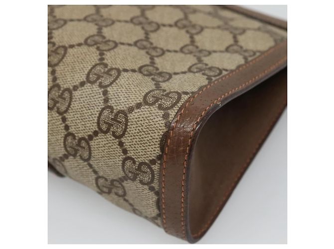 GUCCI GG Supreme Web Sherry Line Clutch Bag PVC Beige Rosso 89 01 032 Auth th5635 - vista 15