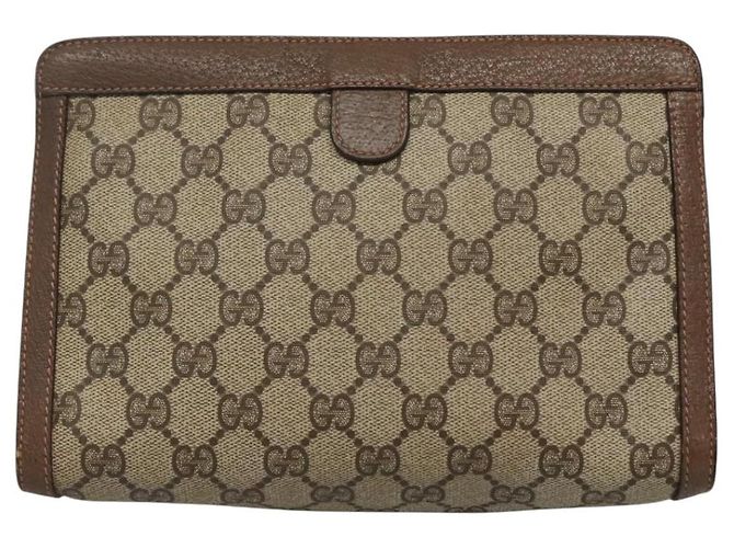 GUCCI GG Supreme Web Sherry Line Clutch Bag PVC Beige Rosso 89 01 032 Auth th5635 - vista 2