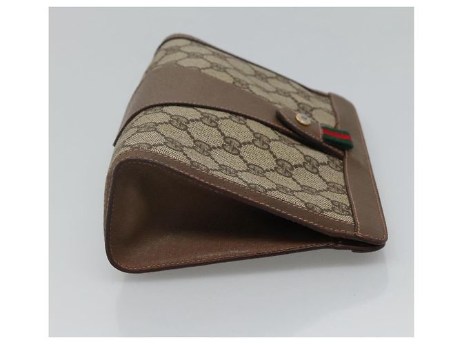 GUCCI GG Supreme Web Sherry Line Clutch Bag PVC Beige Rosso 89 01 032 Auth th5635 - vista 3