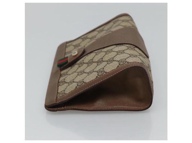 GUCCI GG Supreme Web Sherry Line Clutch Bag PVC Beige Rosso 89 01 032 Auth th5635 - vista 4