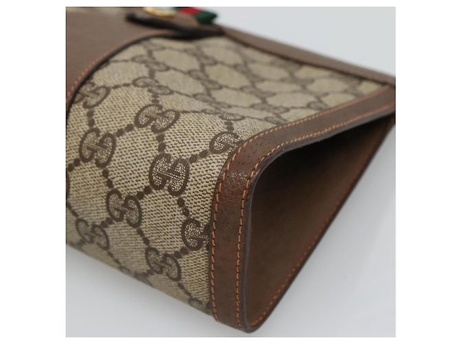 GUCCI GG Supreme Web Sherry Line Clutch Bag PVC Beige Rosso 89 01 032 Auth th5635 - vista 7