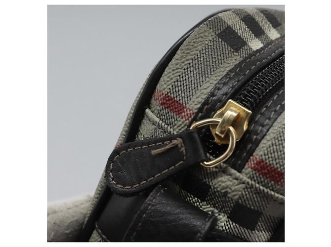 Autre Marque Borsa a spalla Burberrys Nova Check in PVC pelle grigia oro Auth BD032 Marrone D'oro - vista 11