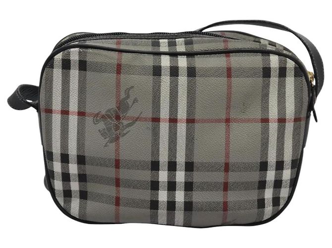 Autre Marque Borsa a spalla Burberrys Nova Check in PVC pelle grigia oro Auth BD032 Marrone D'oro - vista 2