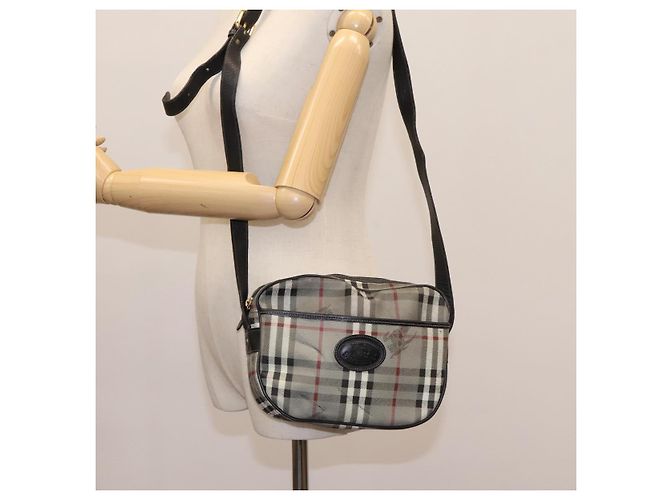 Autre Marque Borsa a spalla Burberrys Nova Check in PVC pelle grigia oro Auth BD032 Marrone D'oro - vista 25