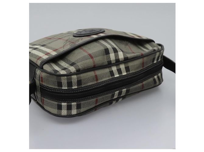 Autre Marque Borsa a spalla Burberrys Nova Check in PVC pelle grigia oro Auth BD032 Marrone D'oro - vista 6