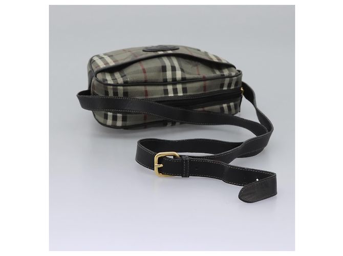 Autre Marque Borsa a spalla Burberrys Nova Check in PVC pelle grigia oro Auth BD032 Marrone D'oro - vista 7