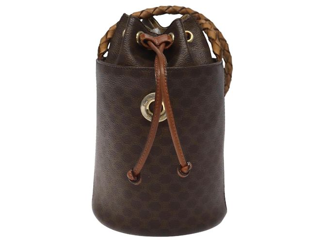 Céline Borsa a spalla in tela Macadam CELINE in pelle PVC marrone Auth 113406 - vista 13