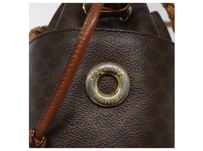 Céline Borsa a spalla in tela Macadam CELINE in pelle PVC marrone Auth 113406 - vista 18