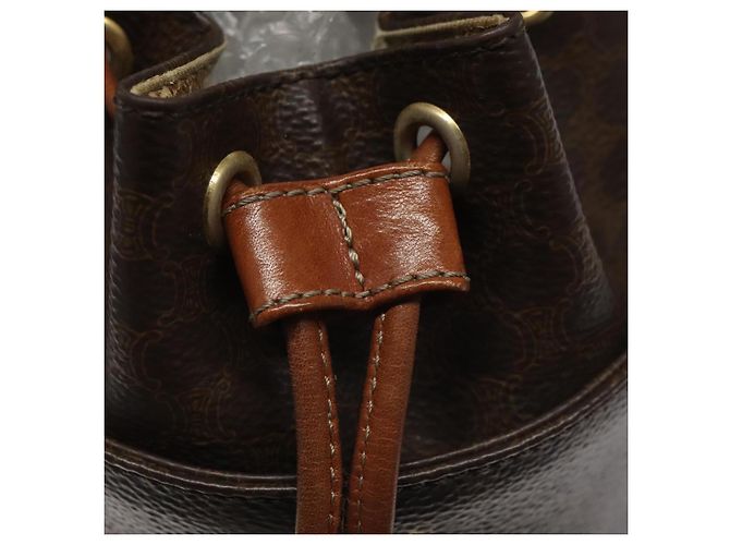 Céline Borsa a spalla in tela Macadam CELINE in pelle PVC marrone Auth 113406 - vista 19
