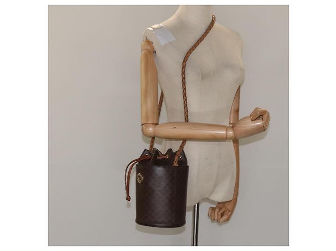 Céline Borsa a spalla in tela Macadam CELINE in pelle PVC marrone Auth 113406 - vista 22