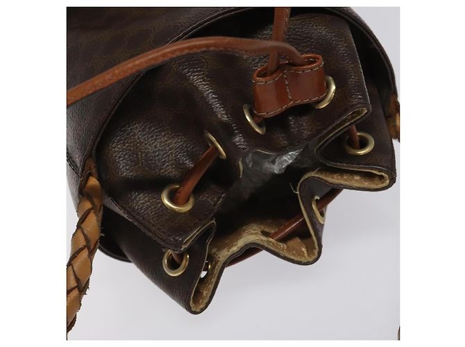 Céline Borsa a spalla in tela Macadam CELINE in pelle PVC marrone Auth 113406 - vista 6