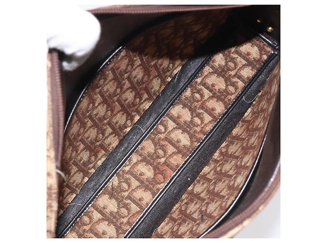 Borsa a spalla in tela Trotter Christian Dior marrone oro Auth yk17509 D'oro - vista 11