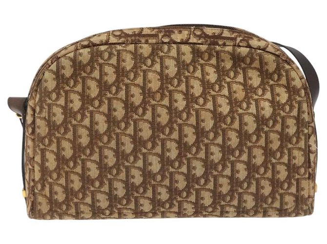 Borsa a spalla in tela Trotter Christian Dior marrone oro Auth yk17509 D'oro - vista 13