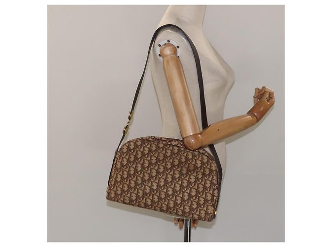 Borsa a spalla in tela Trotter Christian Dior marrone oro Auth yk17509 D'oro - vista 21