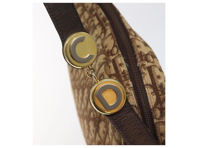 Borsa a spalla in tela Trotter Christian Dior marrone oro Auth yk17509 D'oro - vista 9