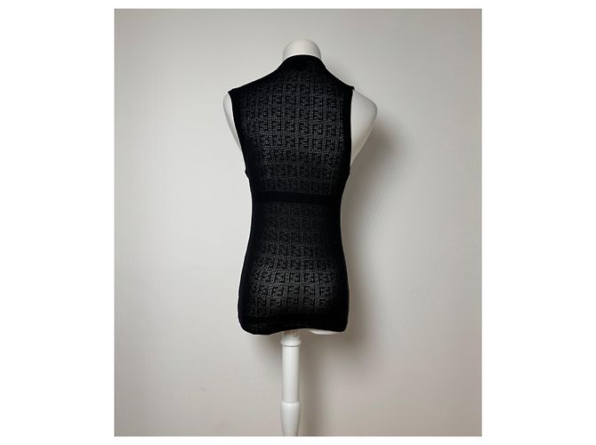 Vintage Fendi Monogram Wollkleid Schwarz 38/M - Ansicht 3