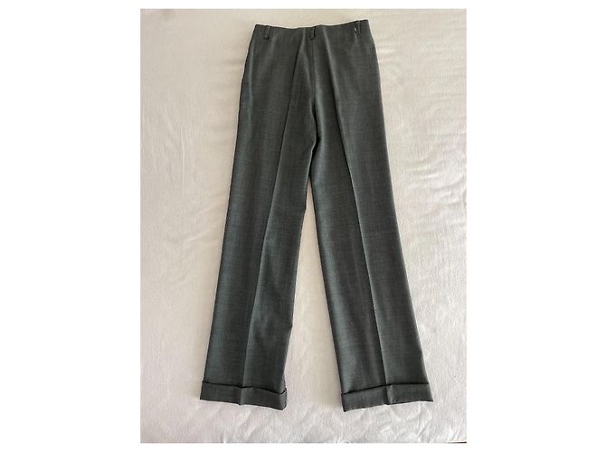 Calvin Klein Hose aus Wolle grau weit geschnitten - Ansicht 5