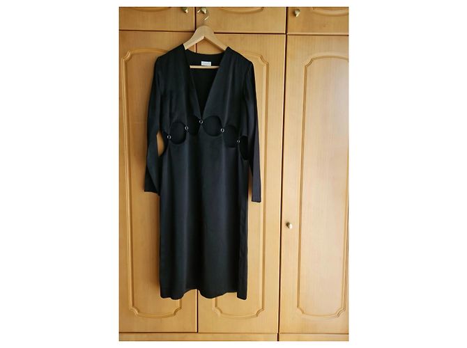 Dries Van Noten Schwarzes Kleid aus Viskose - Ansicht 3