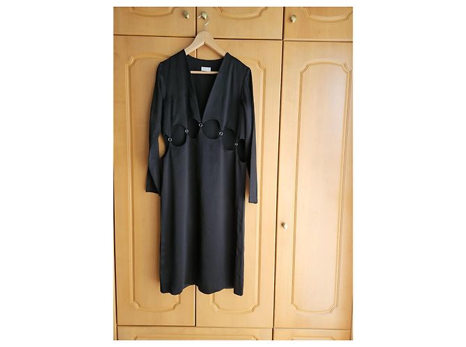 Dries Van Noten Schwarzes Kleid aus Viskose - Ansicht 8
