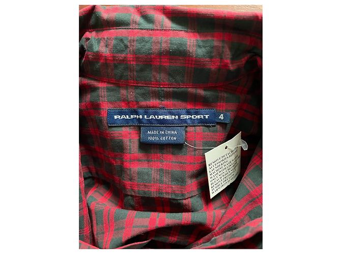 Blusa Ralph Lauren Cuello Jabot Roja y Gris Algodón - vista 4