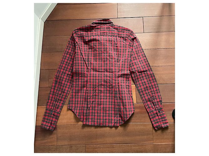 Blusa Ralph Lauren Cuello Jabot Roja y Gris Algodón - vista 5