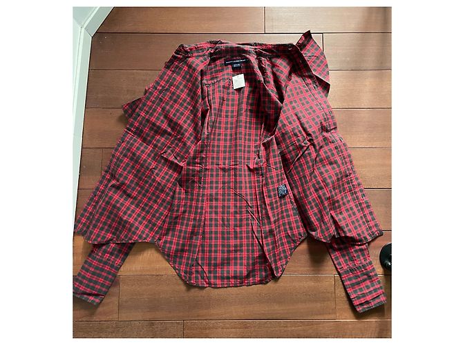 Blusa Ralph Lauren Cuello Jabot Roja y Gris Algodón - vista 7