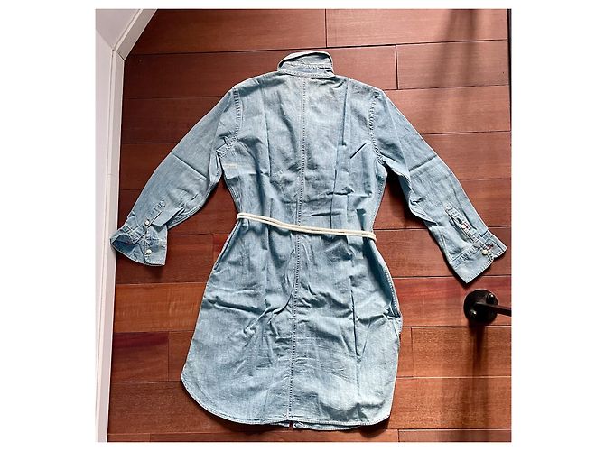 Ralph Lauren Vestido Camisa de Chambray Algodón Azul Claro - vista 5