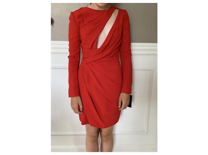 Saint Laurent Cut out Kleid dunkelrot Viskose Bordeaux - Ansicht 2