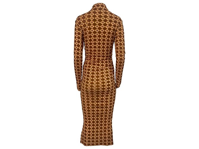 Nanushka Midikleid mit Monogrammprint aus braunem recyceltem Polyester - Ansicht 3