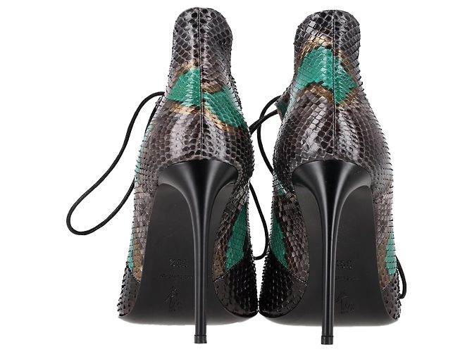 Sandali con lacci in pelle verde con stampa serpente di Roland Mouret Verde oliva - vista 5