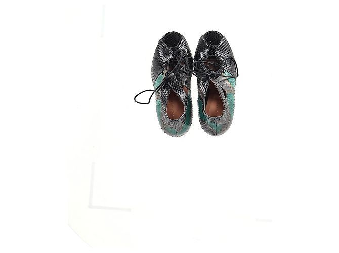 Sandali con lacci in pelle verde con stampa serpente di Roland Mouret Verde oliva - vista 9