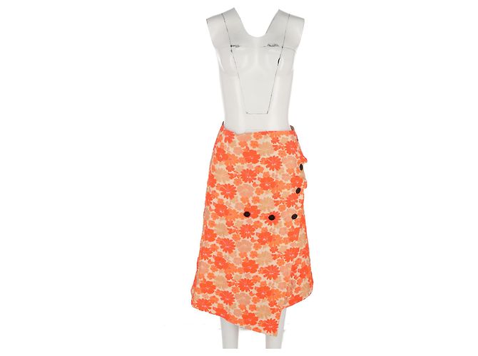 Falda midi envolvente de jacquard floral Jil Sander en poliéster naranja - vista 4