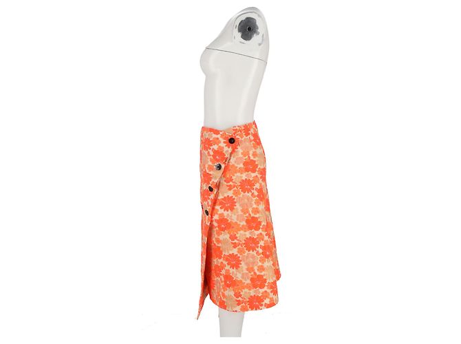 Falda midi envolvente de jacquard floral Jil Sander en poliéster naranja - vista 5
