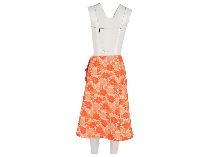 Falda midi envolvente de jacquard floral Jil Sander en poliéster naranja - vista 6