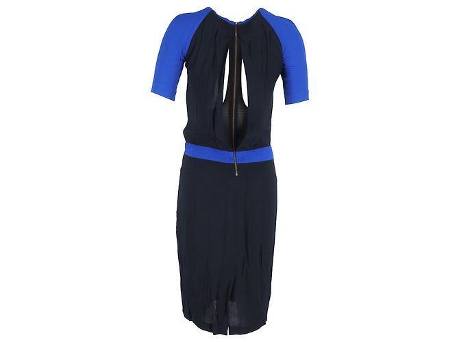 Abito midi color-block con schiena aperta A.L.C. in viscosa nera e blu Nero - vista 3