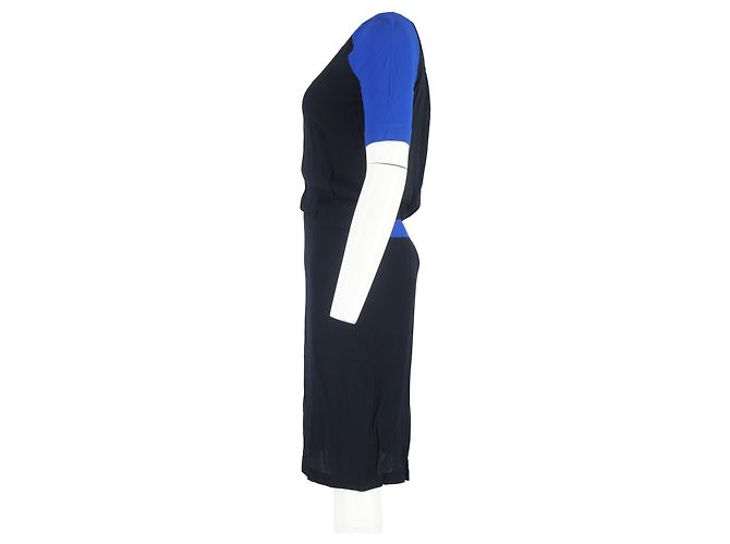 Abito midi color-block con schiena aperta A.L.C. in viscosa nera e blu Nero - vista 5
