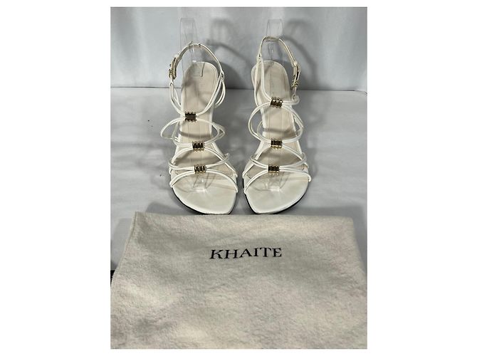 Sandalias de tacón strappy Louisa de Khaite en cuero blanco Crudo - vista 14