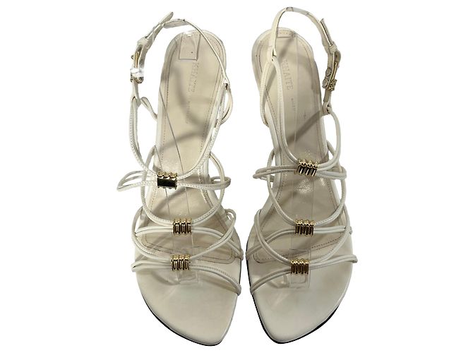 Sandalias de tacón strappy Louisa de Khaite en cuero blanco Crudo - vista 3