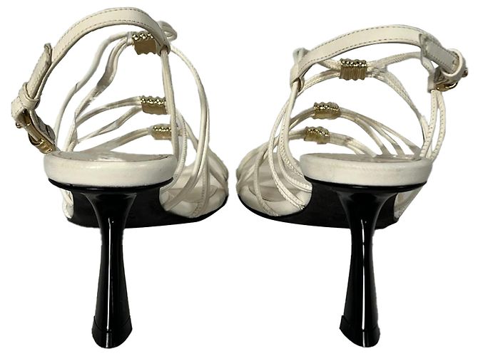 Sandalias de tacón strappy Louisa de Khaite en cuero blanco Crudo - vista 4