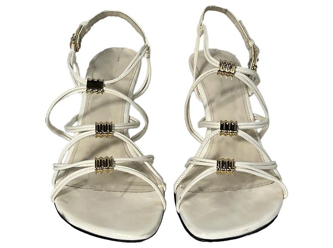 Sandalias de tacón strappy Louisa de Khaite en cuero blanco Crudo - vista 6